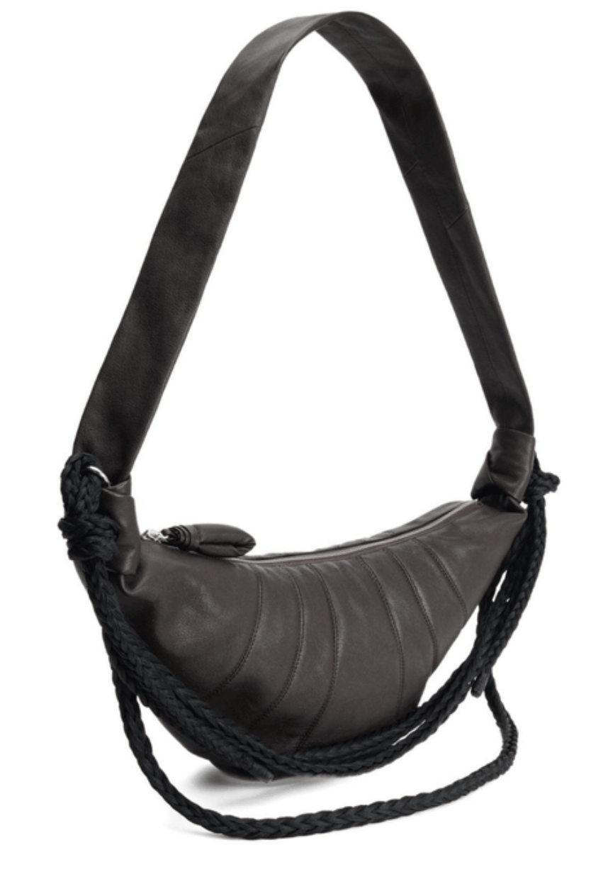 BRAID MEDIUM CROISSANT BAG IN LEATHER - Dark Brown