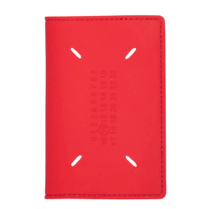 Maison Margiela Red Numbers Logo Bi-Fold Card Holder Red
