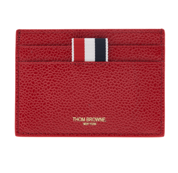 Thom Browne RWB Anchor Pebble Leather Card Holder Red