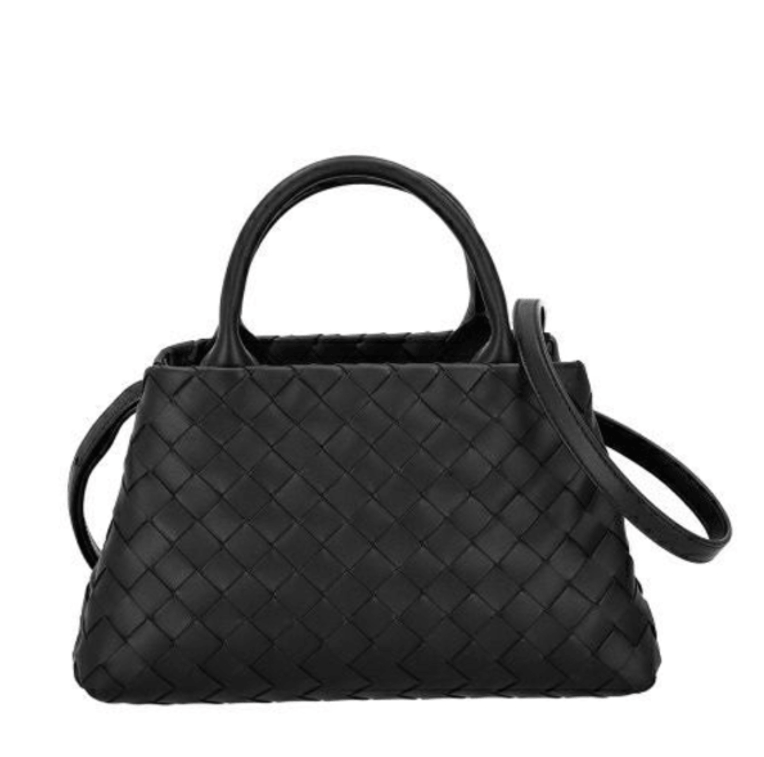 Intrecciato Small Leather Shoulder Bag Black 