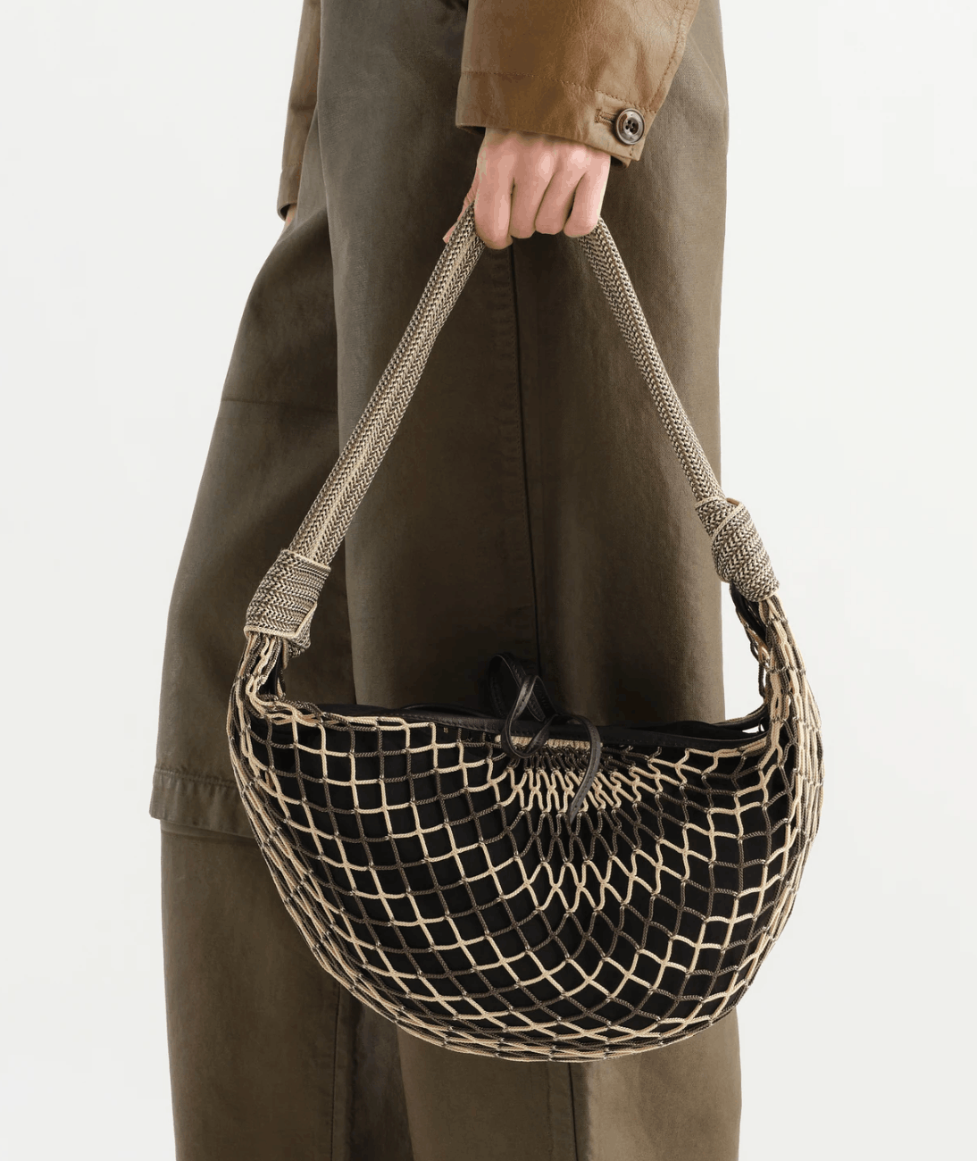 FORTUNE CROISSANT FILT BAG - Light Beige/Marron Glace