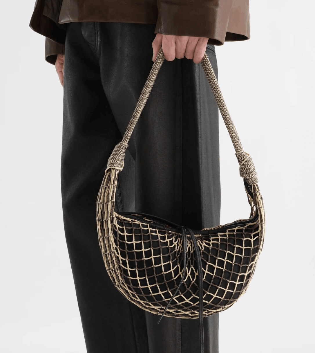 FORTUNE CROISSANT FILT BAG - Light Beige/Marron Glace