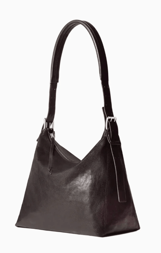 Lemaire Small Belted Hobo Bag in Leather Dark Chocolate