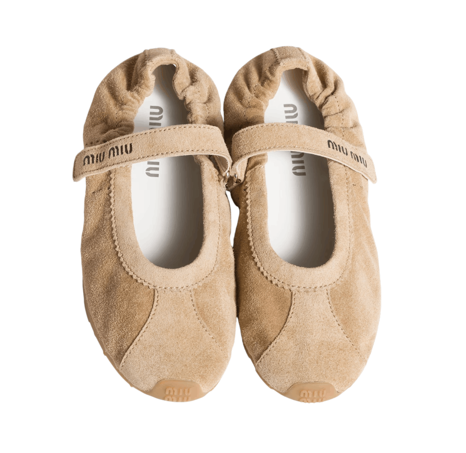 Desert Beige Plume Suede Ballerinas