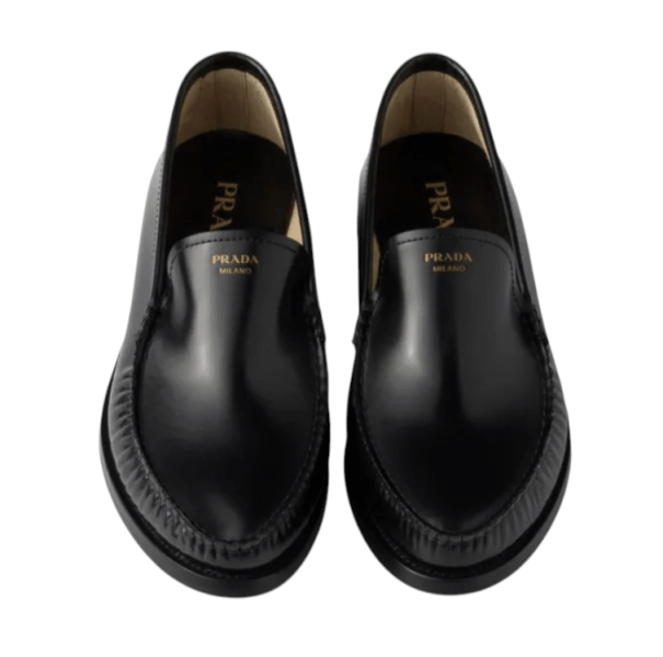 Prada Brushed Leather Loafers Black