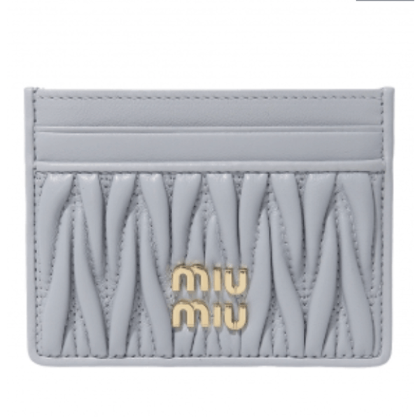 Pearl Gray Matelassé Nappa Leather Card Holder