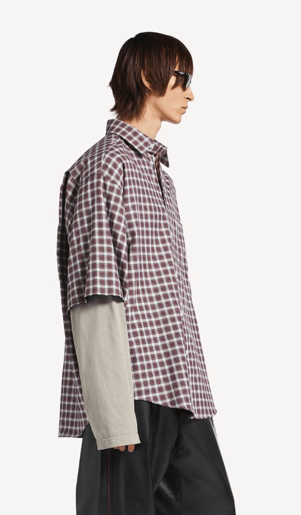 Men's Wrong Sleeve Shirt in Red/navy