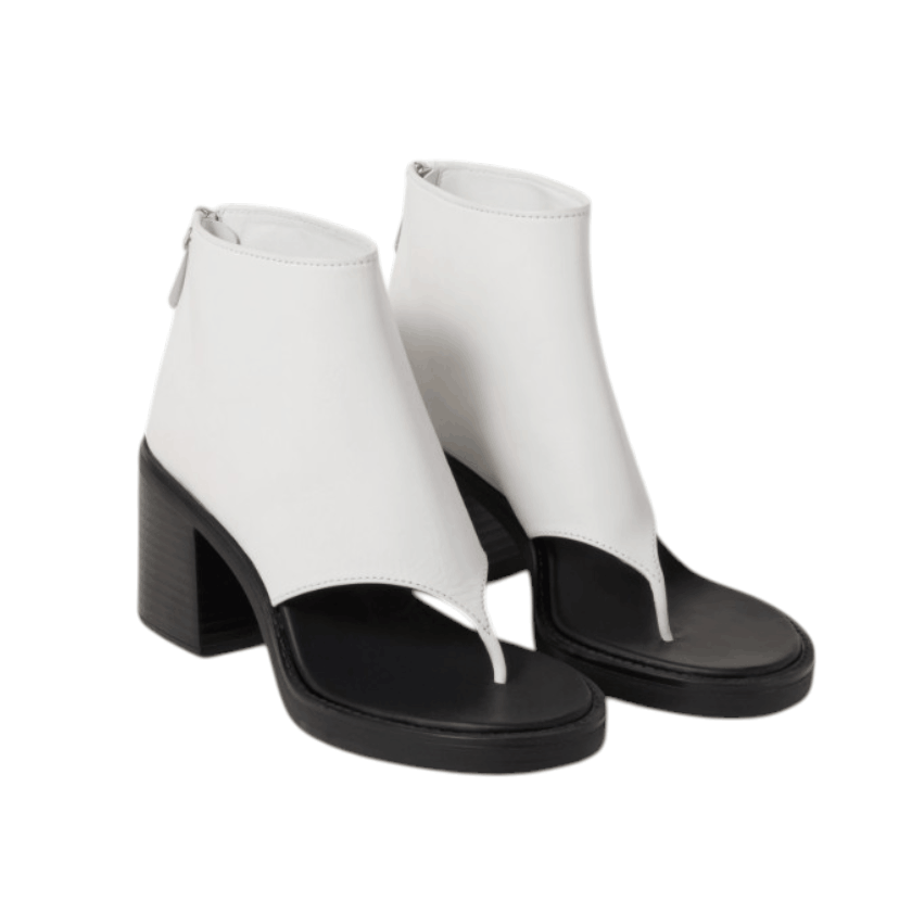 (W) Miu Miu Leather Tongue Ankle Heel Boots White