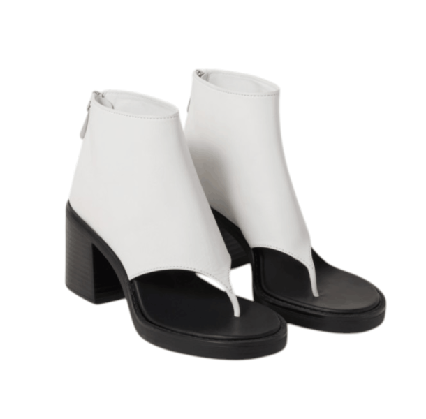 (W) Miu Miu Leather Tongue Ankle Heel Boots White