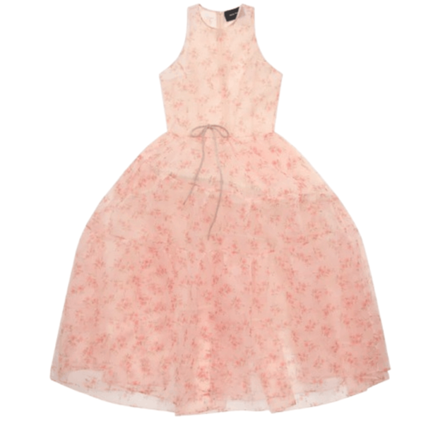Simone Rocha: Pink Tapered Back Hoop Flounce Maxi Dress