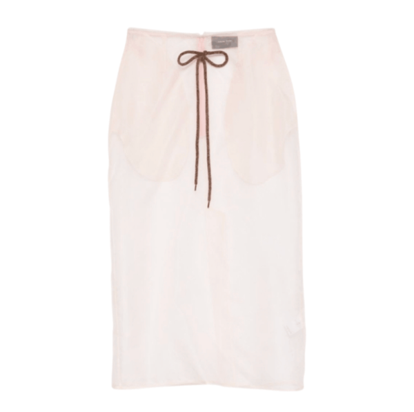 Sheer Frayed Column Pencil Skirt