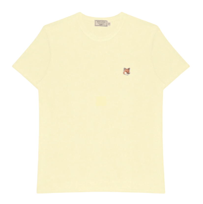 Maison Kitsune Fox Head Patch Regular T-Shirt Chalk Yellow