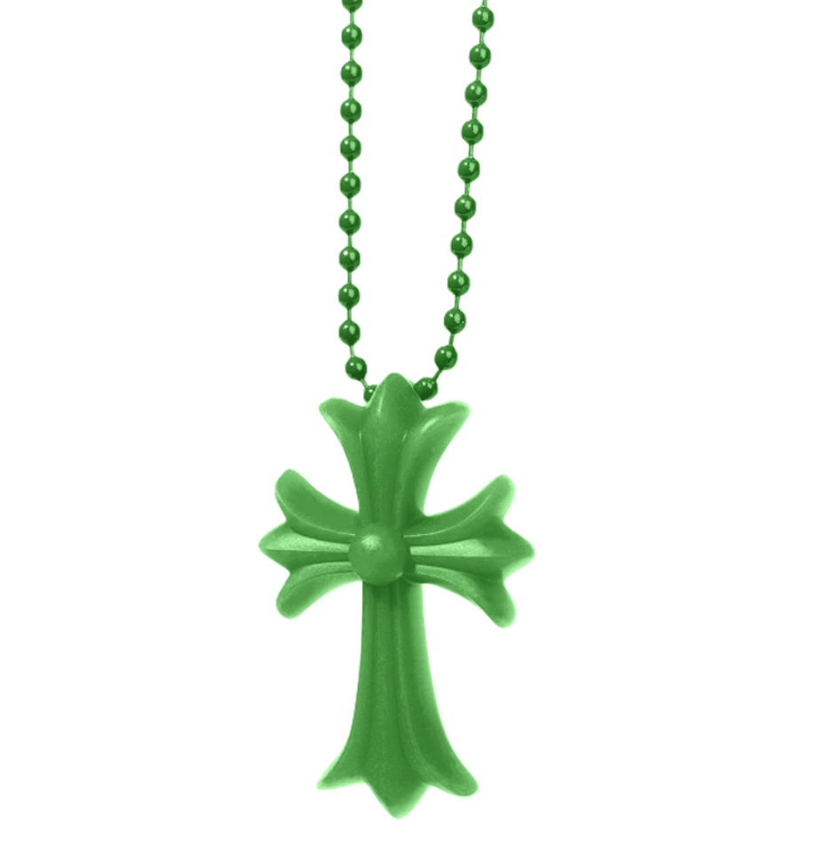 Chrome Hearts Silichrome CH Cross Pendant Kelly Green 2025