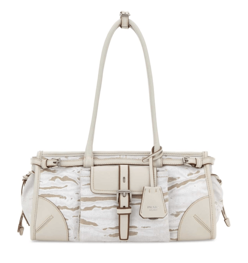 Prada Printed Canvas Medium Bonnie Shoulder Bag 