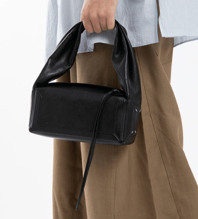 Designer Black Box Bag East West Small