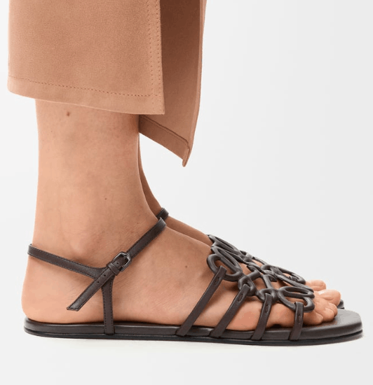 Petal Anagram sandal in calfskin Brown