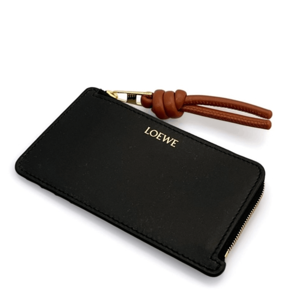Knot coin cardholder in shiny nappa calfskin - Black