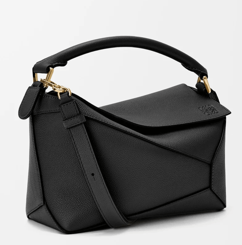 Small Puzzle Edge bag in soft grained calfskin Black