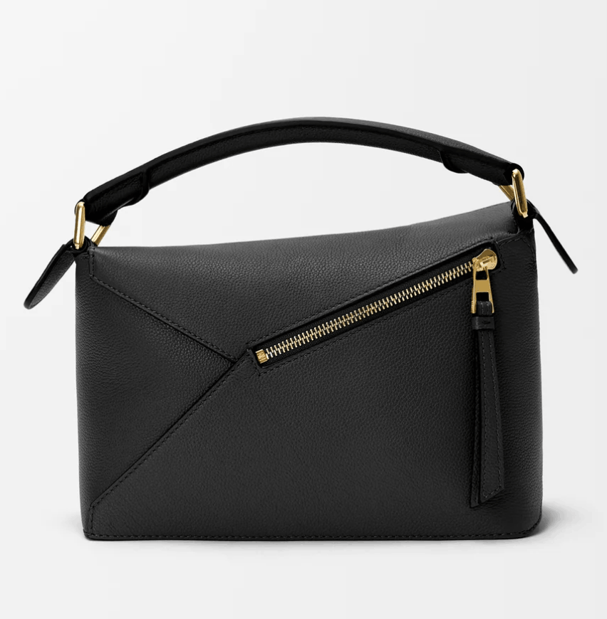 Small Puzzle Edge bag in soft grained calfskin Black