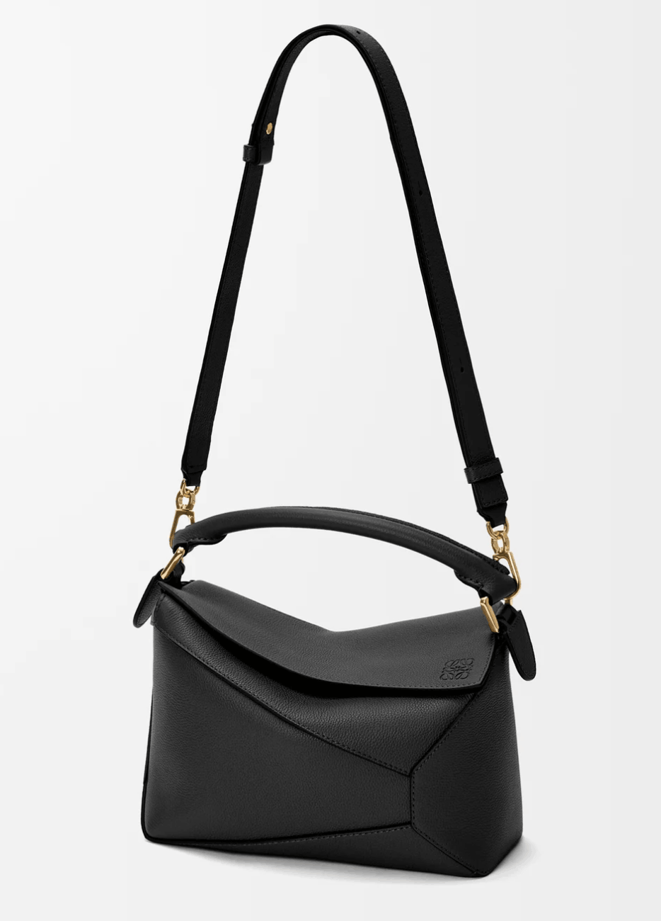Small Puzzle Edge bag in soft grained calfskin Black