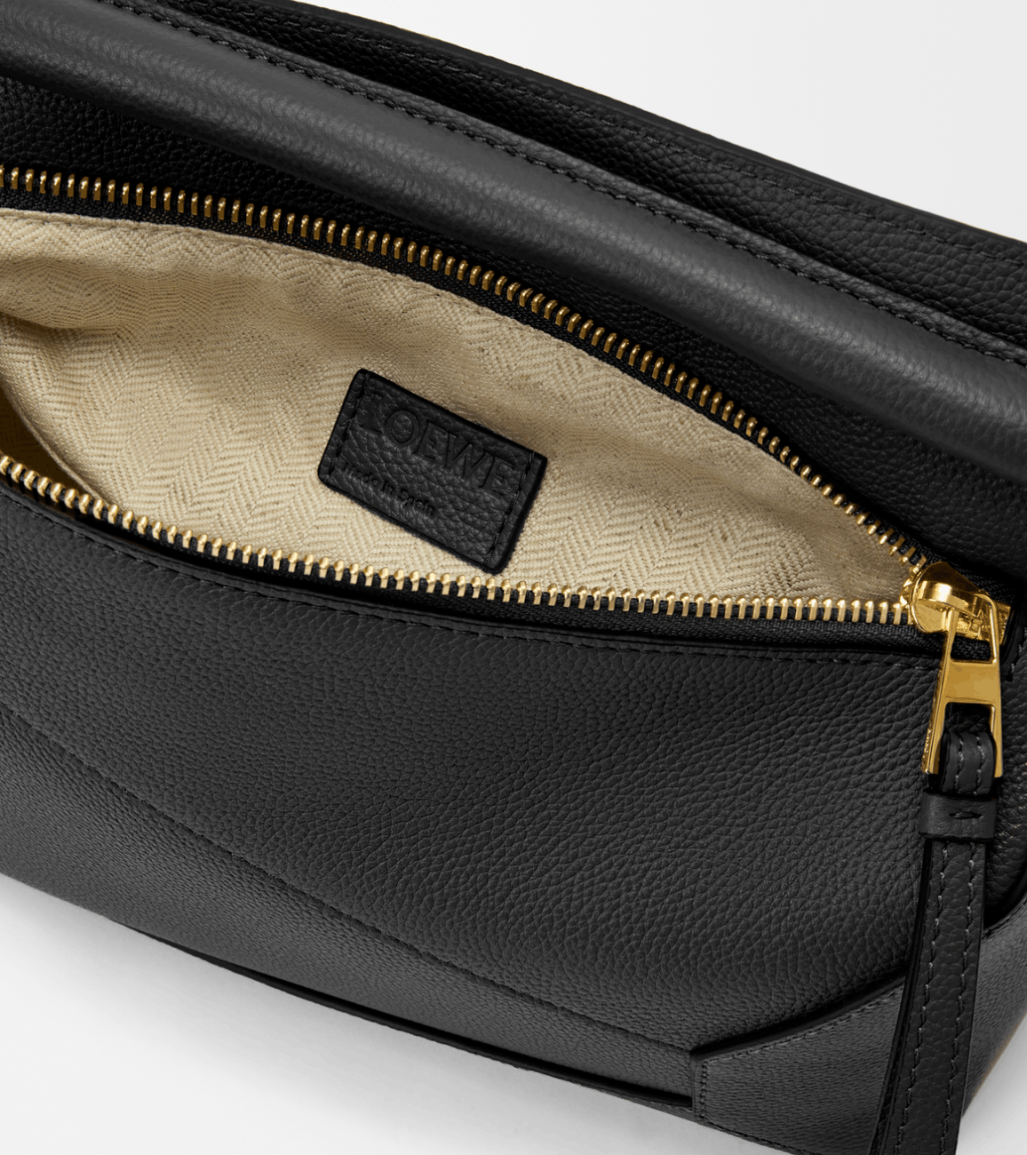 Small Puzzle Edge bag in soft grained calfskin Black