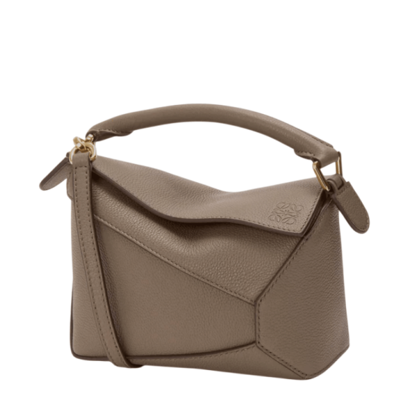 Mini Puzzle Edge bag in soft grained calfskin - Taupe
