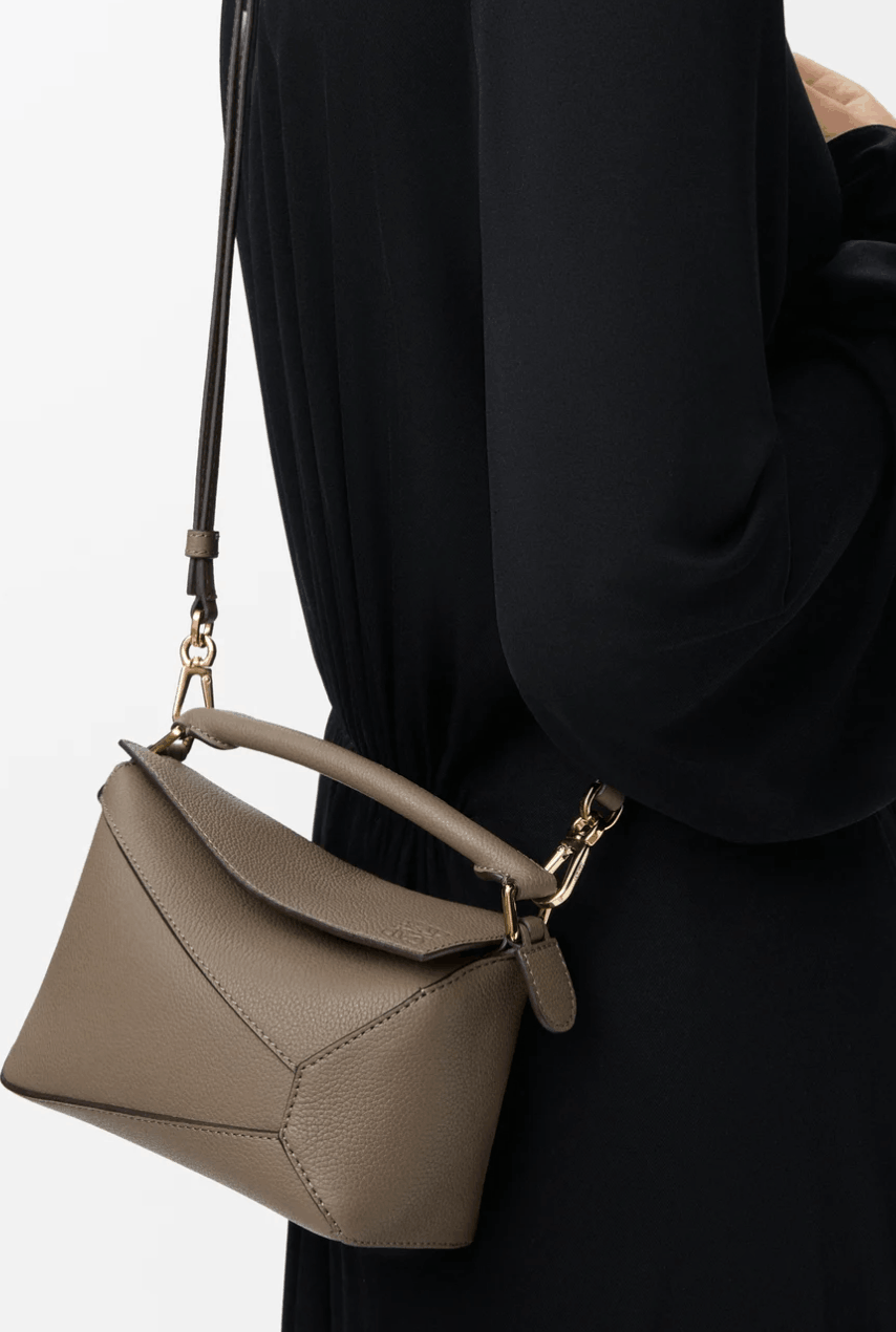 Mini Puzzle Edge bag in soft grained calfskin - Taupe