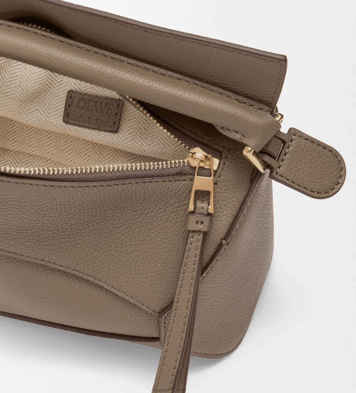 Mini Puzzle Edge bag in soft grained calfskin - Taupe