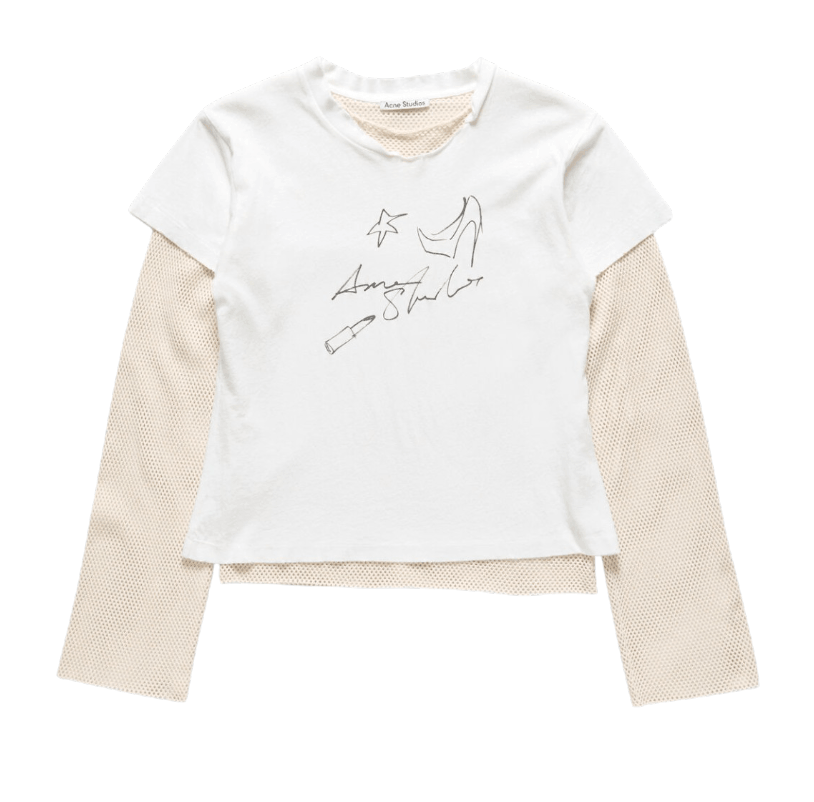 Layered mesh t-shirt  -  Off white