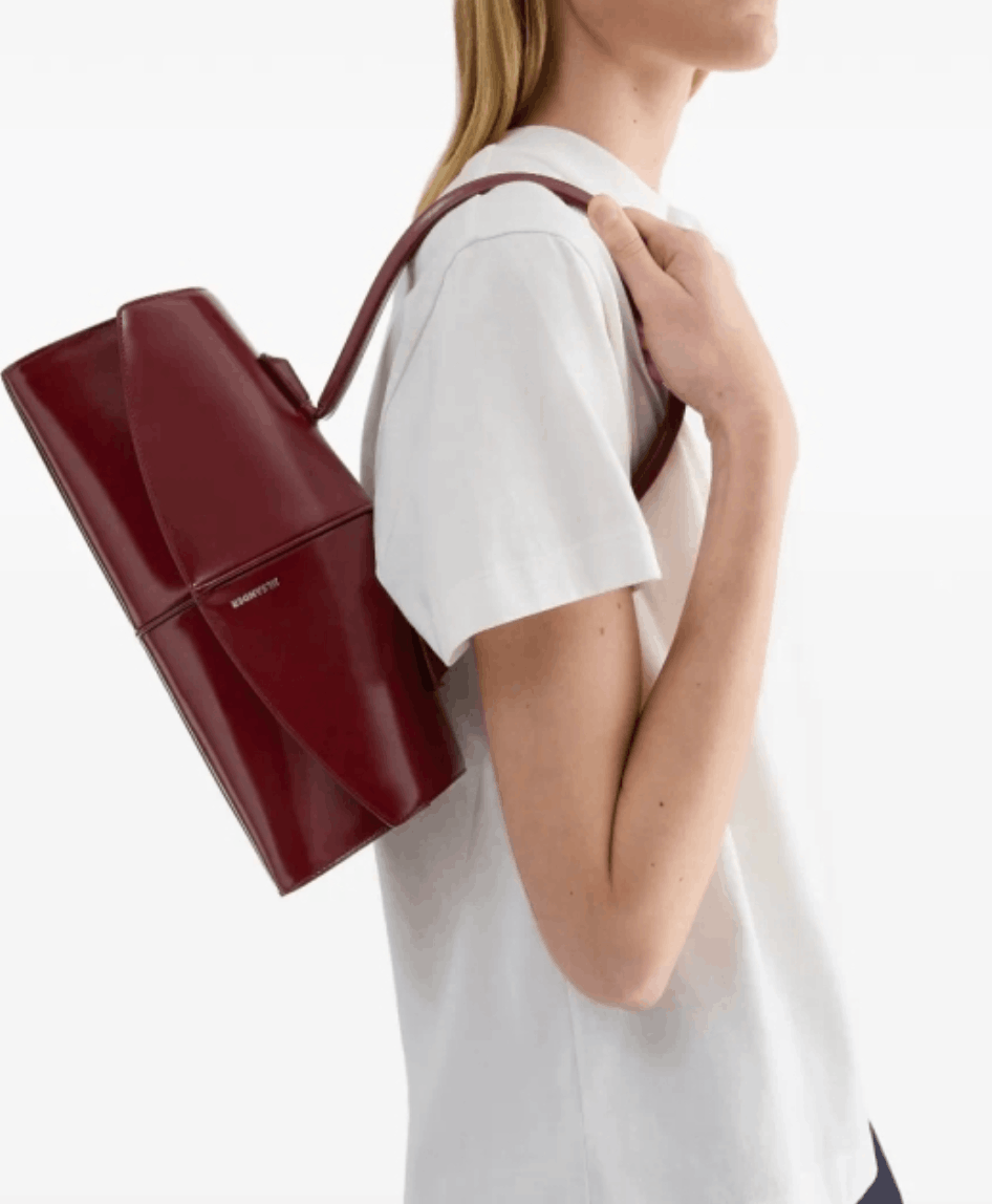 Burgundy calfskin LINEA tote bag 