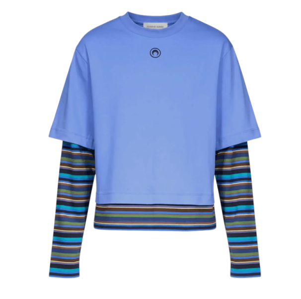 MOON LOGO STRIPES JERSEY LS T-SHIRT BL50 BLUE