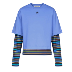 MOON LOGO STRIPES JERSEY LS T-SHIRT BL50 BLUE