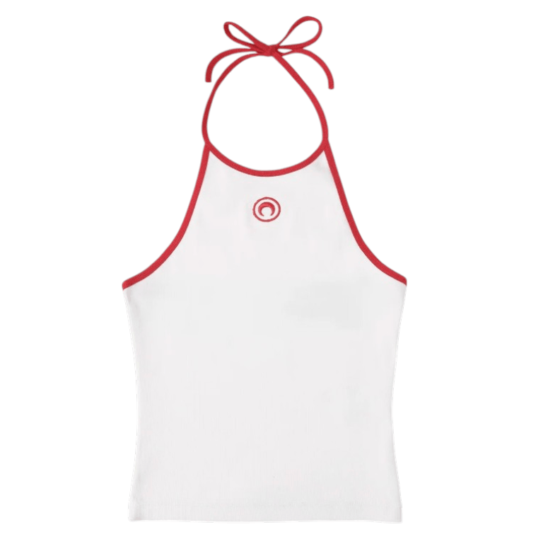MOON LOGO BICOLOR JERSEY TANK TOP WH17 WHITE/RED