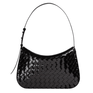 Bottega Veneta Small Brushed Leather Shoulder Flap Bag Black