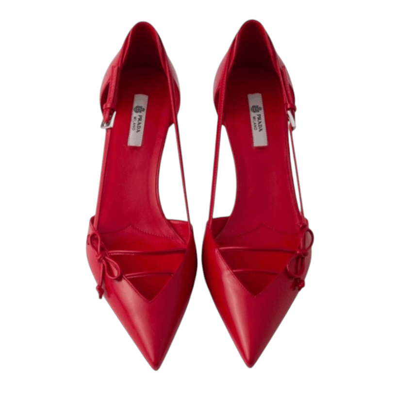 Red Open-side Leather Pumps