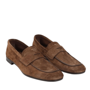 Prada Soft Suede Penny Loafers 