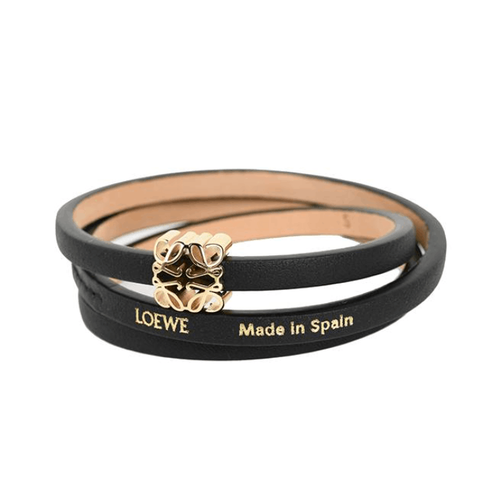 Anagram Bombé twist bracelet in calfskin Black