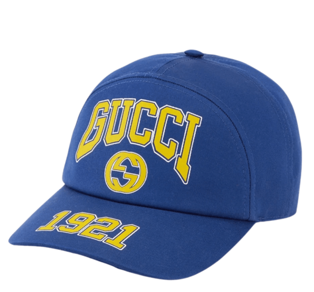 Gucci Print Cotton Baseball Hat Blue