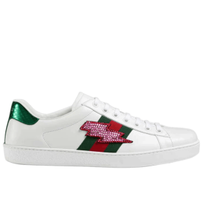 Gucci Ace Lightning Bolt Embroidered Sneakers