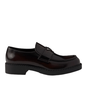 Chocolate brushed leather loafers