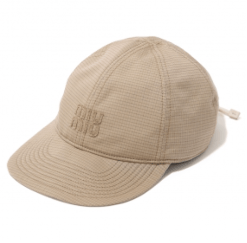 Miu Miu Cotton Baseball Cap in Natural 