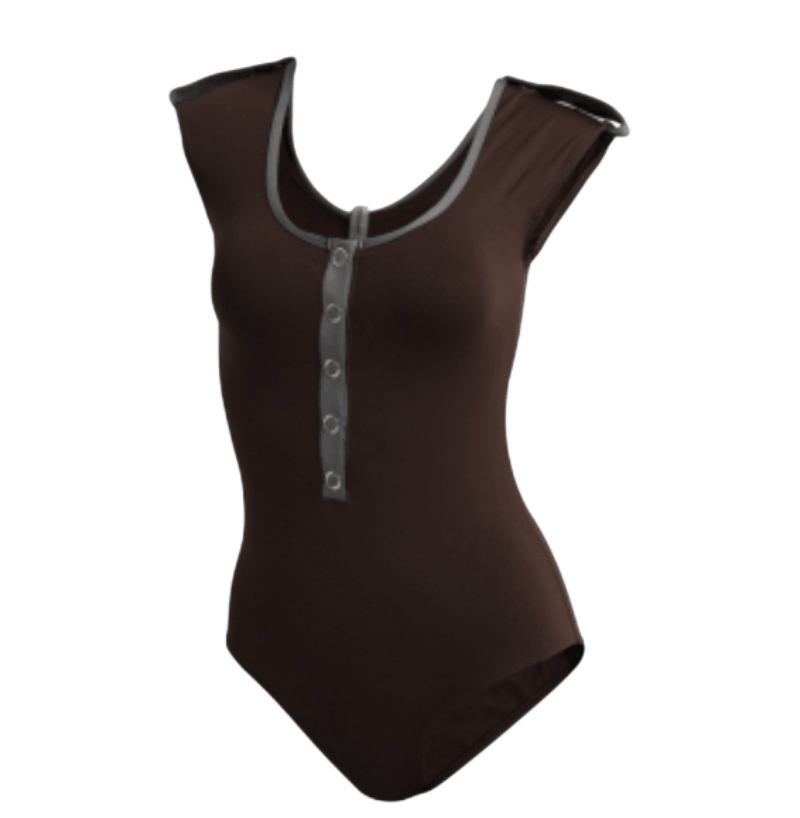 Brown Swimsuit with Grey Trim - Snap Closure 