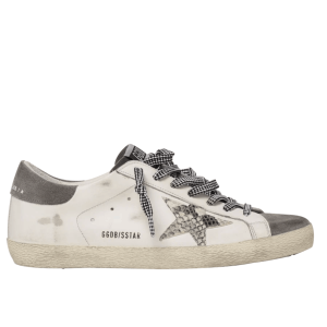 Golden Goose Superstar White Grey Heel Tab Sneakers