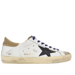 Golden Goose Superstar White Black Brown Heel Tab Sneakers