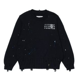 (Kids) MM6 Maison Margiela Crewneck Logo Pullover Black