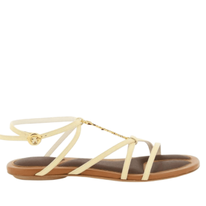 (W) Jacquemus Les Pralu Plates Charm Logo Flat Sandal Off White