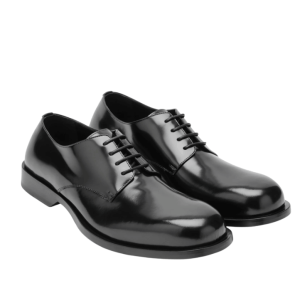 Loewe Black Bobine Derby shoes in brushed calfskin leather