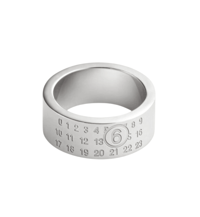 MM6 Maison Margiela Numeric Minimal Signature Ring Polished Silver Palladium