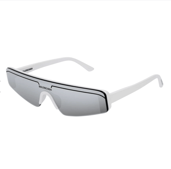 Balenciaga Ski Rectangle Sunglasses White Silver