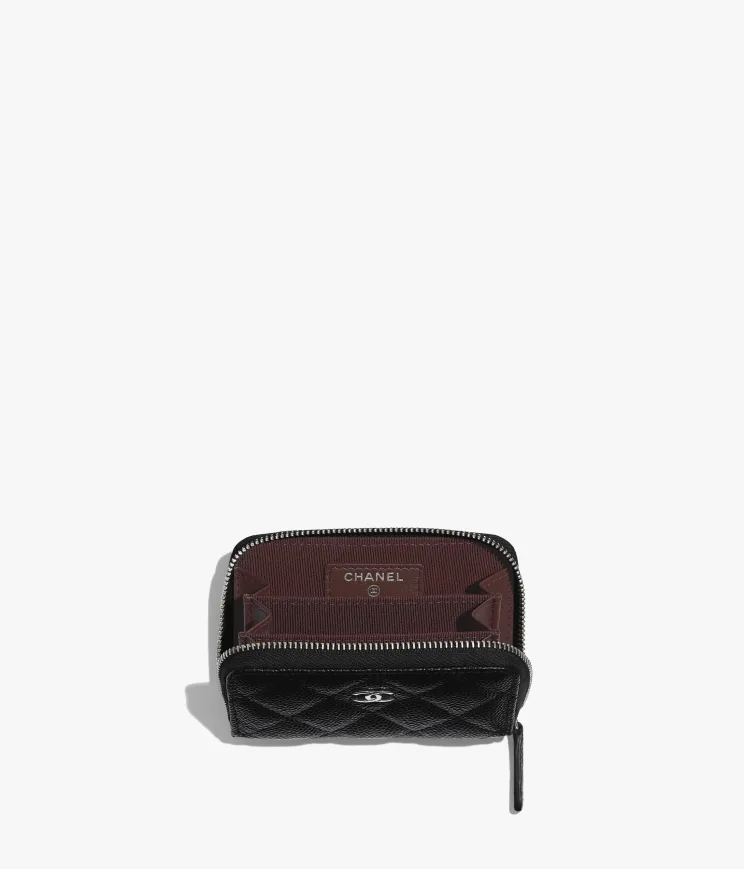 Chanel Classic Zipped Coin Purse Grained Calfskin & Gold Black